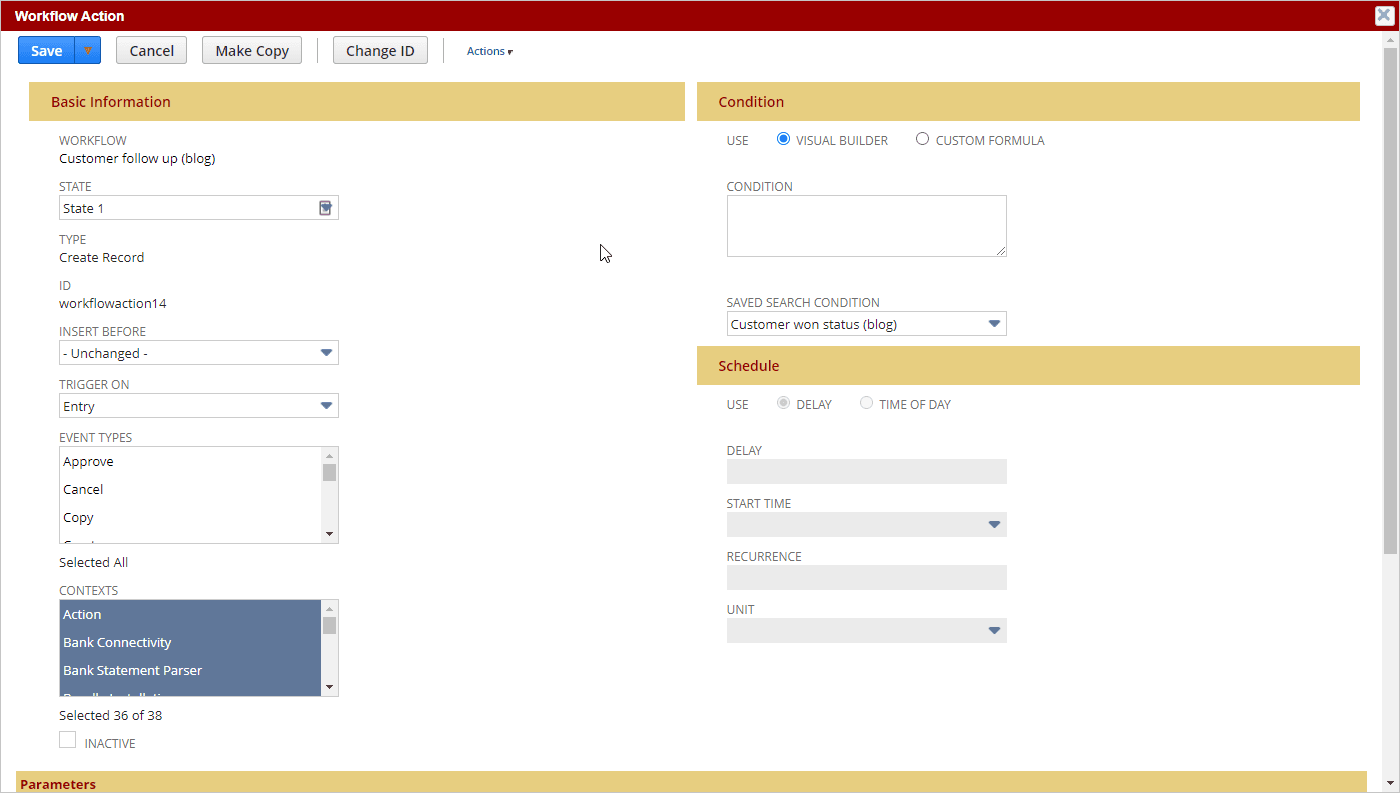 Workflow action screenshot page.