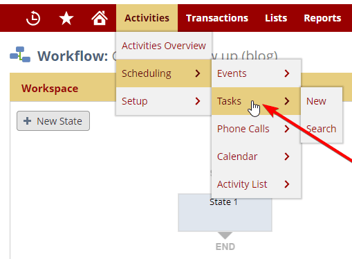 NetSuite select tasks navigation.