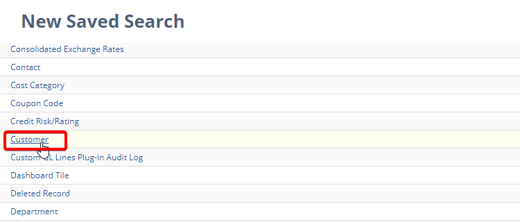New saved search customer.