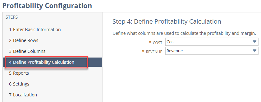 NetSuite profitability configuration define profitability calculation.