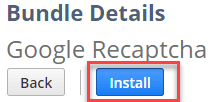 Bundle Details popup with the Install button highlighted.