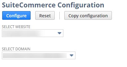 SuiteCommerce configuration to select a domain.