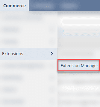 Extension manager navigation.