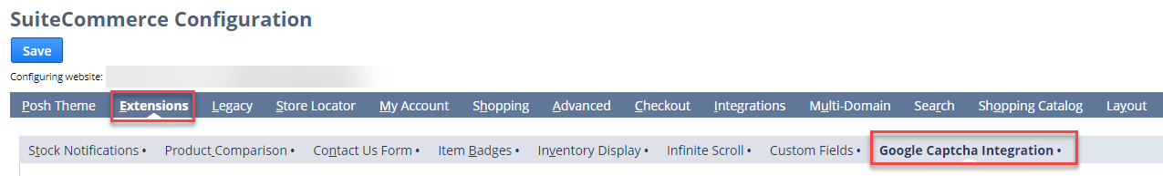 Navigate to SC configuration extension for recaptcha.