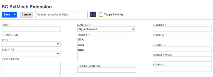SC ExtMech Extension page screenshot.