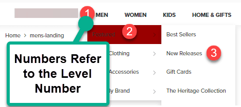 Number level commerce categories.