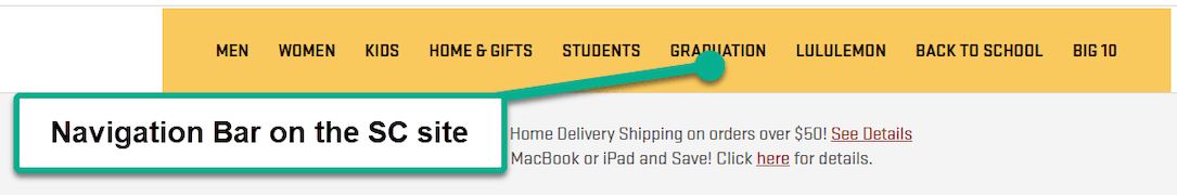 SuiteCommerce navigation bar.