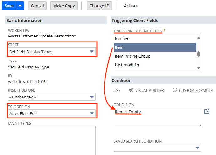 Basic information triggering client fields.