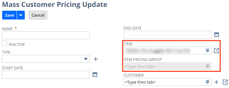 Item pricing group conditional enable to disable.