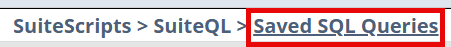 Saved SQL Queries part of the URL highlighted.