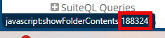SuiteQL Queries javascript link with the numbers at its end highlighted.