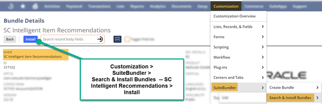 SC intelligent item recommendations bundle details.