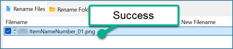 Rename files filename success.