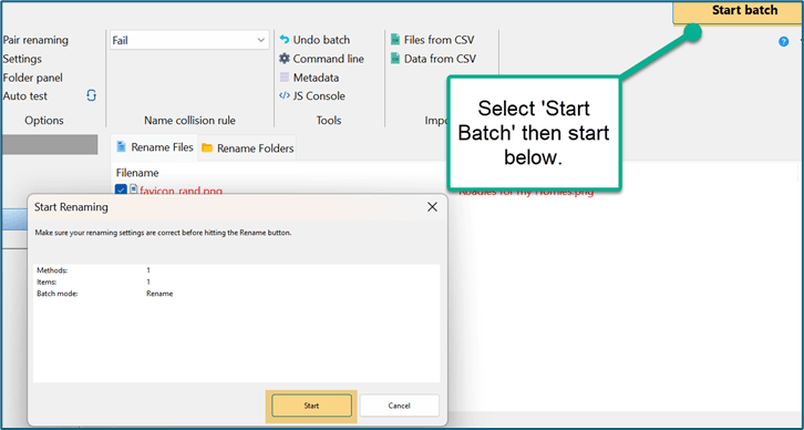Select the Start Batch weapon then start below.