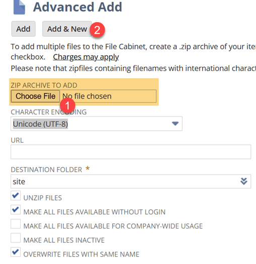 Zip archive to add new files.