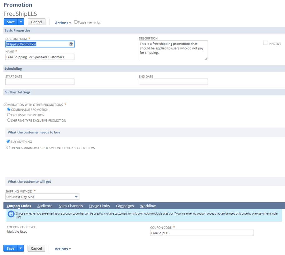 NetSuite promotions form missing auto apply promotion checkbox.