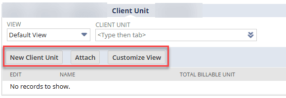 NetSuite client unit new attach customize view.