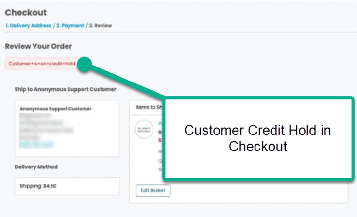 Customer credit hold checkout.