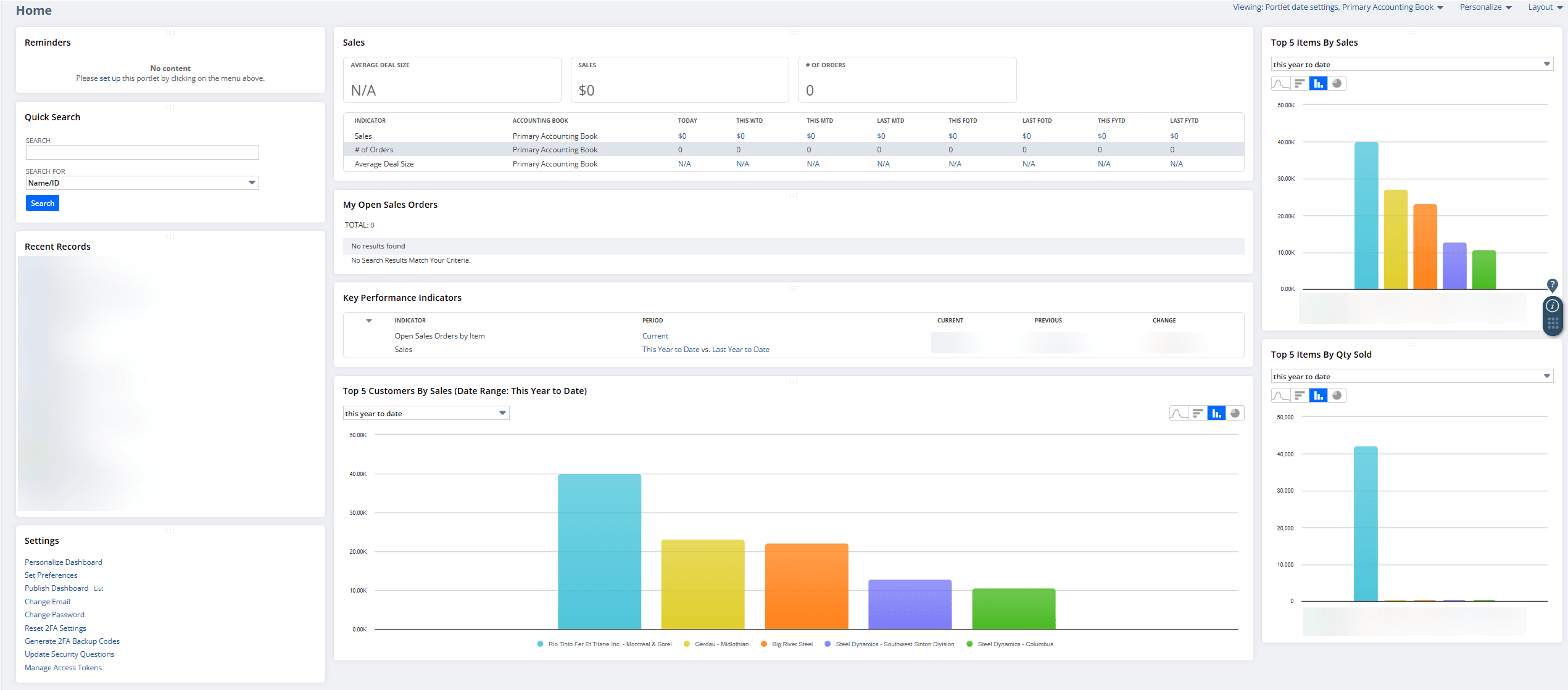 Custom NetSuite saved search dashboard.