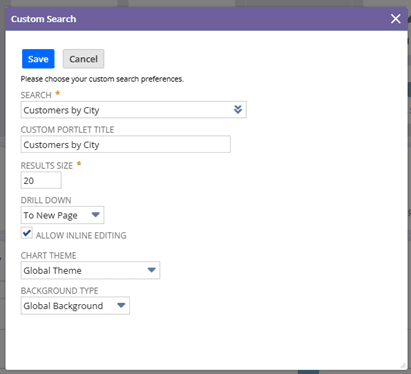 NetSuite custom search results size drill down.