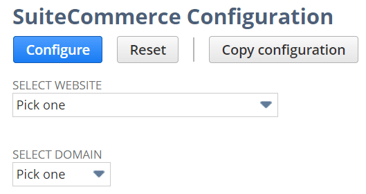 SuiteCommerce Configuration page.