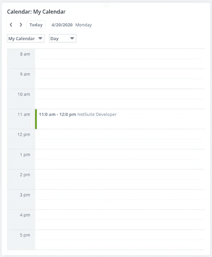 NetSuite calendar dashboard portlet.