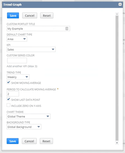 NetSuite trend graph portlet.