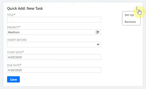 Quick add portlet menu.