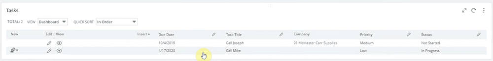Tasks portlet example.