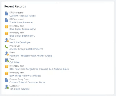 Recent records portlet.