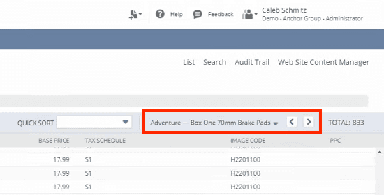 NetSuite page results scroll dropdown page navigation.
