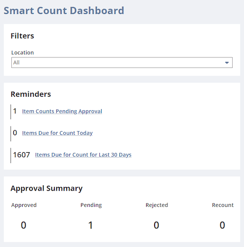Smart count dashboard page.