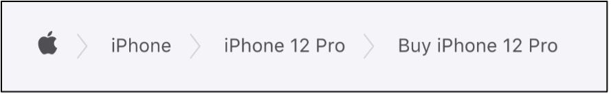 Apple website breadcrumbs example.