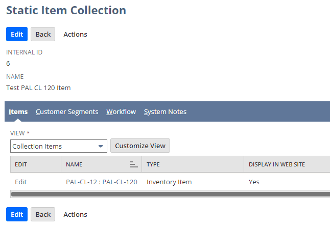 Static item collection page.