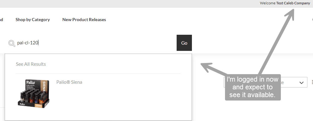 Logged in search results.