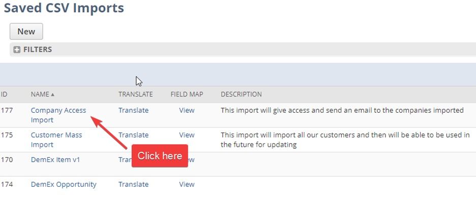 Reviewing saved CSV import.