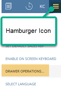 Hamburger icon drawer operations.