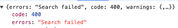 Errors search failed code 400 warnings.