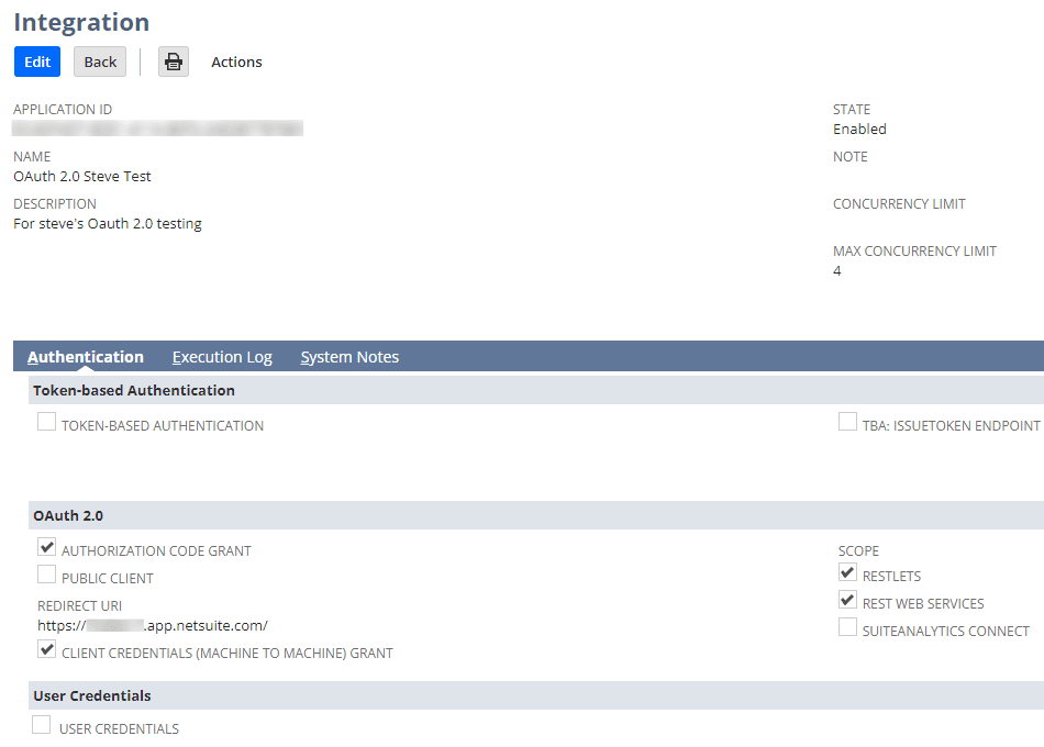 NetSuite integration record example screenshot.