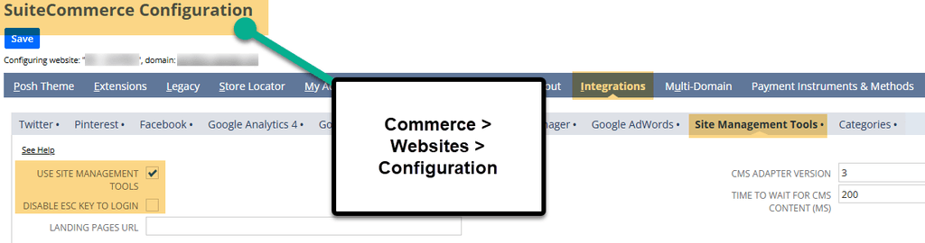 NetSuite commerce websites SuiteCommerce configuration.