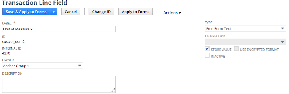 NetSuite transaction line field.
