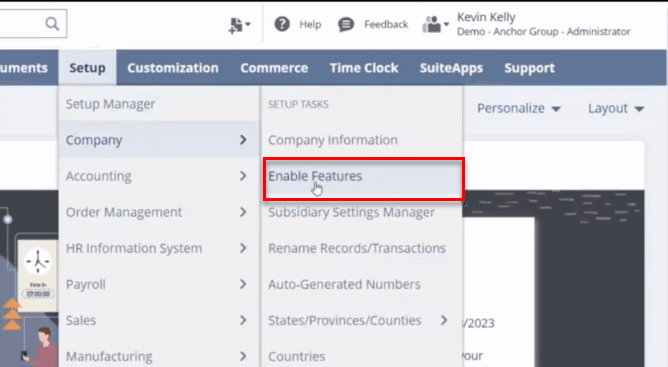 Enable Features tab.
