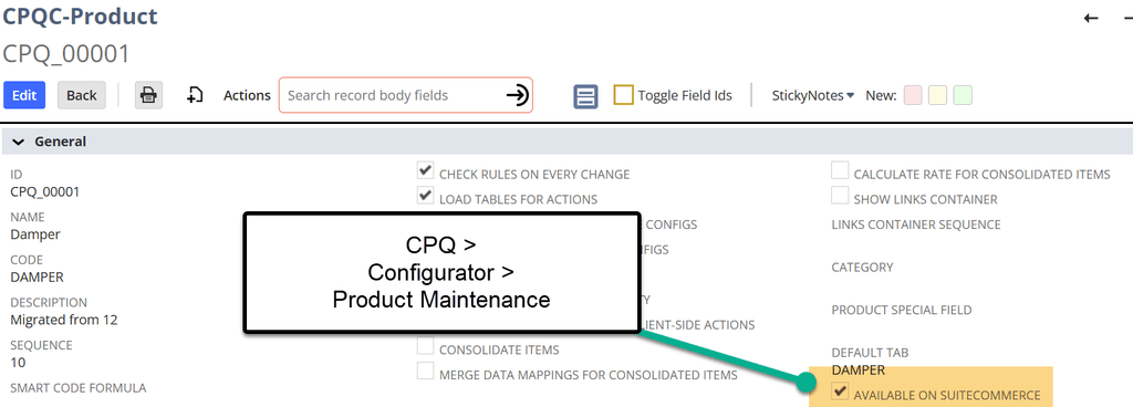 CPQ product CPA configurator product maintenance available on SuiteCommerce. 