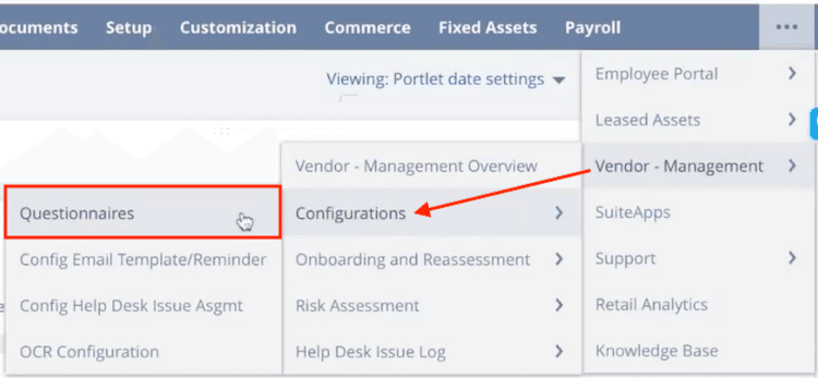 Navigation vendor management configurations questionnaires.