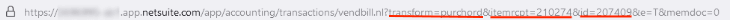 NetSuite page URL example parameters.