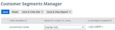 Customer Segments Manager page with the save button shown.