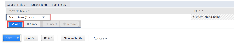 Adding facet fields.