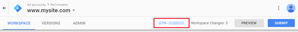 Google tag manager workspace GTM.