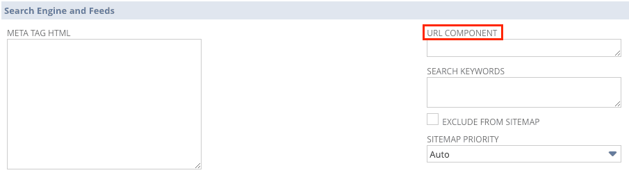 Search engine and feeds URL component.