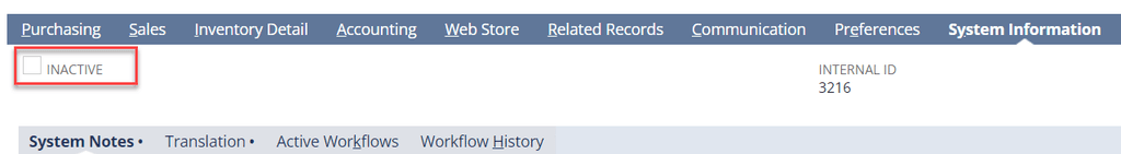 System information inactive.